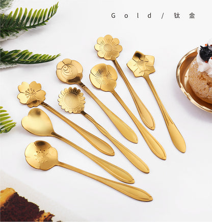 Elegant 8-Piece Stainless Steel Coffee Spoon Decoration Set