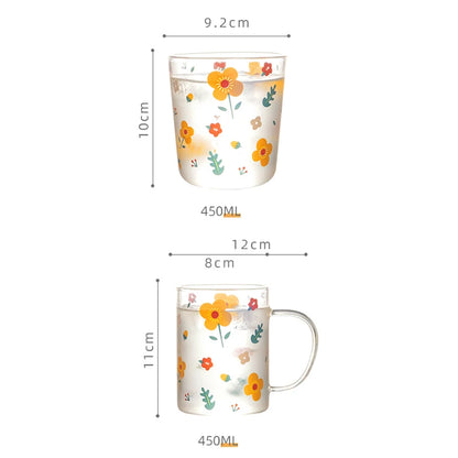 450ml Sunflower Pattern Glass Cup