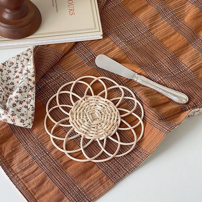 Japan Style Handmade Rattan Floral Placemat