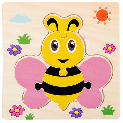 3-6 years Baby Wooden 3D Cartoon Animal Puzzles