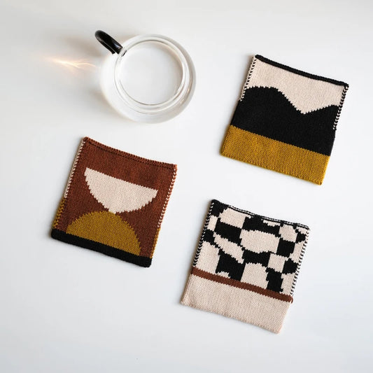 Handmade Knitting Geometric Coaster Cup