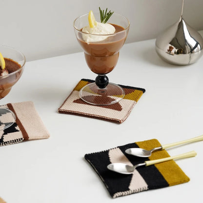 Handmade Knitting Geometric Coaster Cup