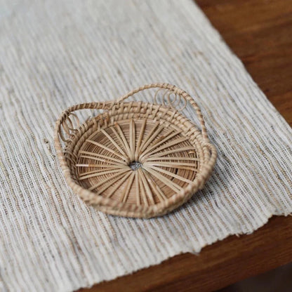 Natural Rattan Woven Floral Shape Cup Coasters