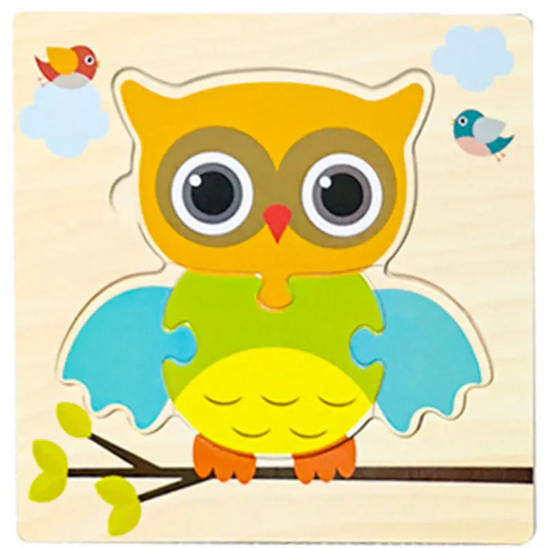 3-6 years Baby Wooden 3D Cartoon Animal Puzzles