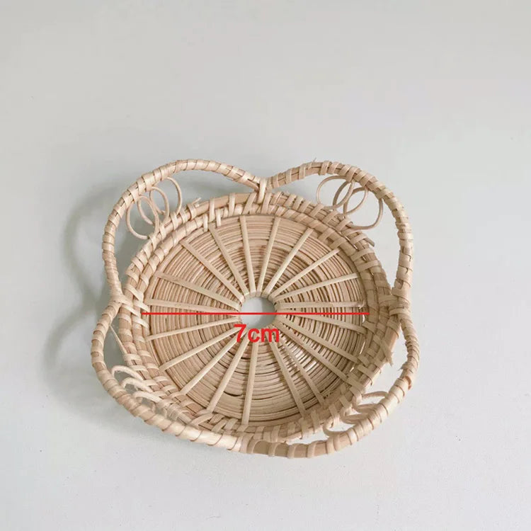 Natural Rattan Woven Floral Shape Cup Coasters