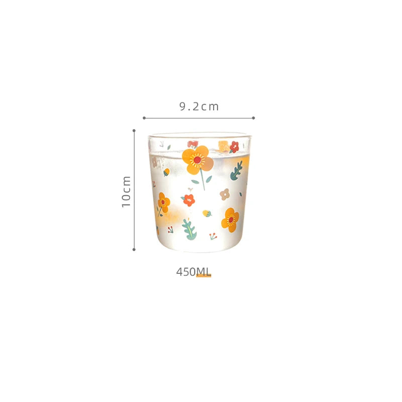 450ml Sunflower Pattern Glass Cup