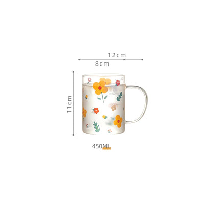 450ml Sunflower Pattern Glass Cup