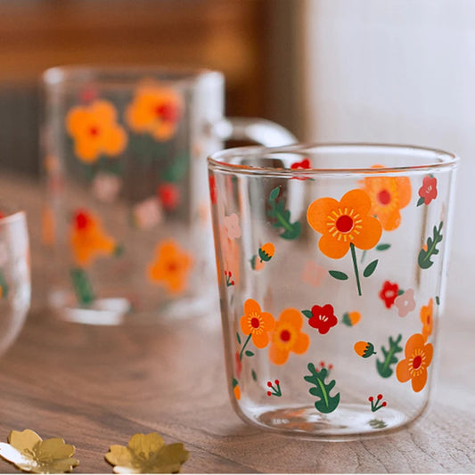 450ml Sunflower Pattern Glass Cup