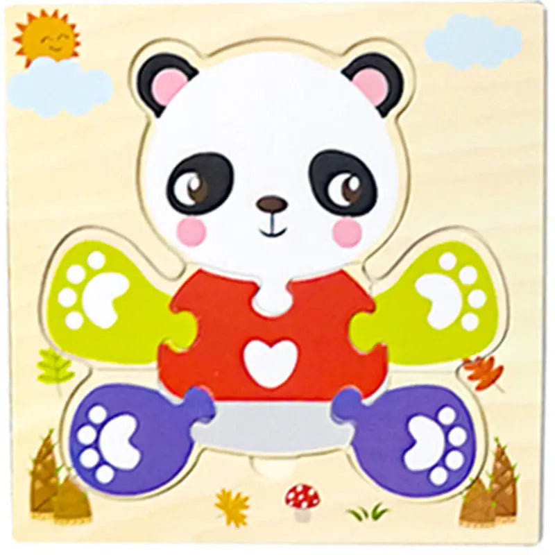 3-6 years Baby Wooden 3D Cartoon Animal Puzzles