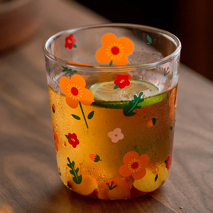 450ml Sunflower Pattern Glass Cup