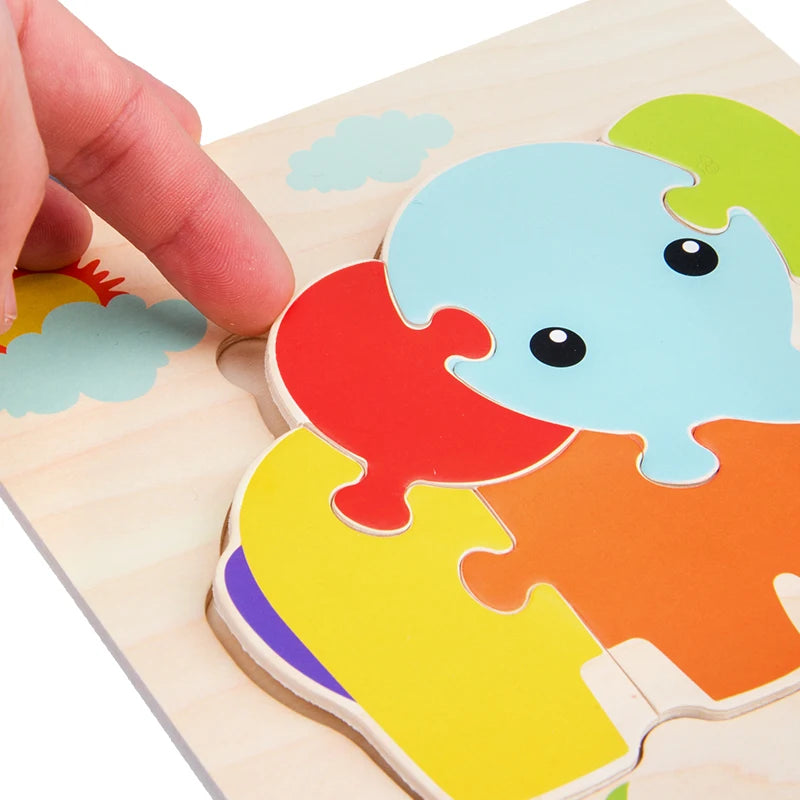 3-6 years Baby Wooden 3D Cartoon Animal Puzzles