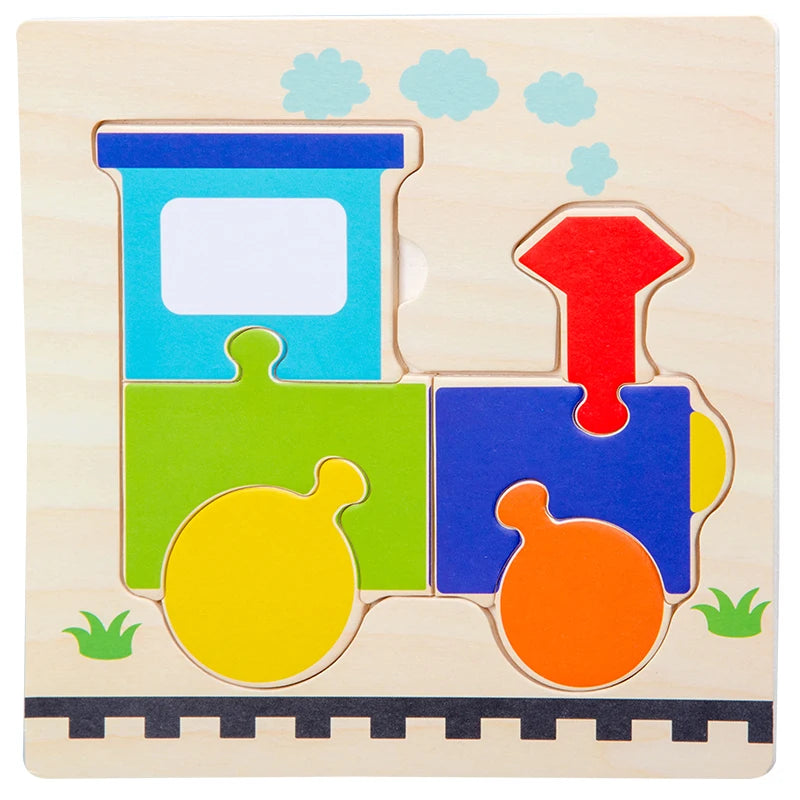 3-6 years Baby Wooden 3D Cartoon Animal Puzzles