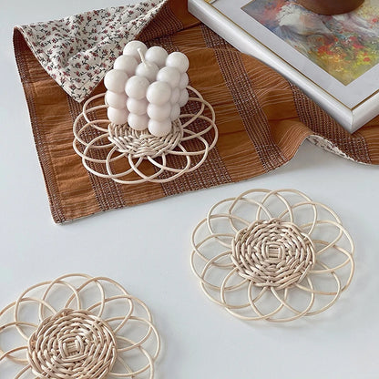 Japan Style Handmade Rattan Floral Placemat