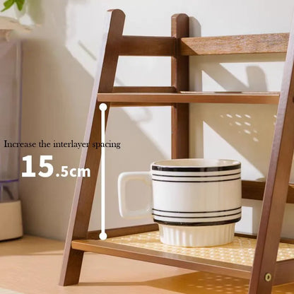 2 Layer Bamboo Storage Rack for Kitchen Spice