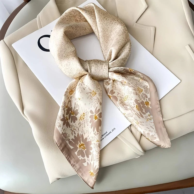 Luxury Flower Silk Square Scarf