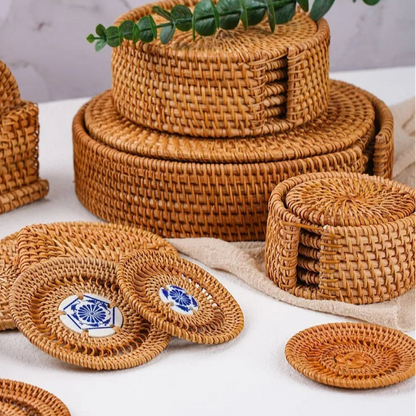 Vietnamese Autumn Rattan Woven Coasters