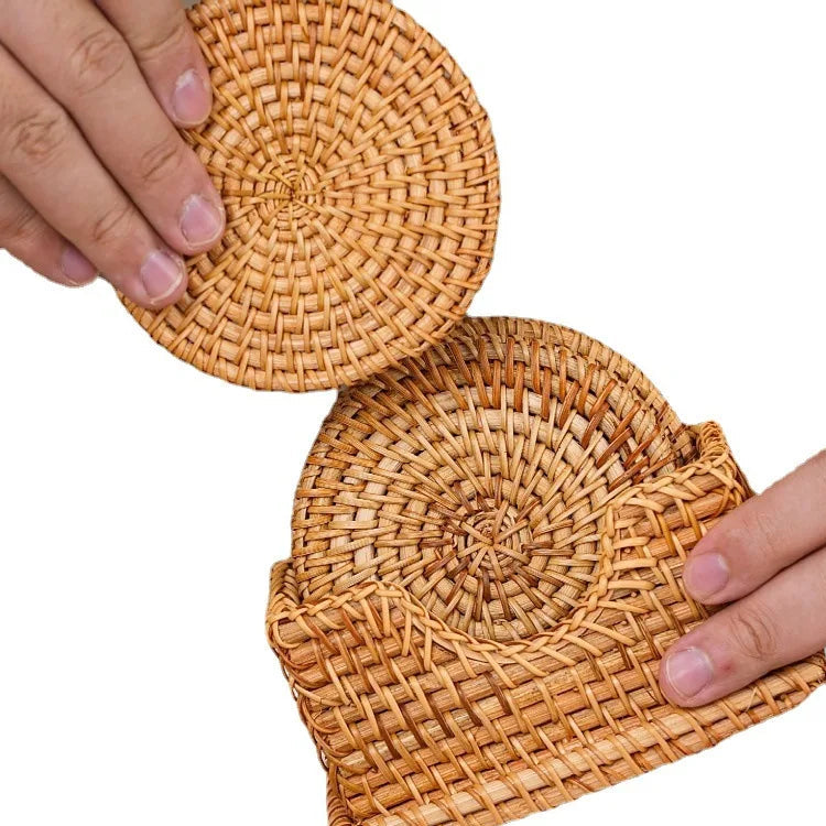 Vietnamese Autumn Rattan Woven Coasters