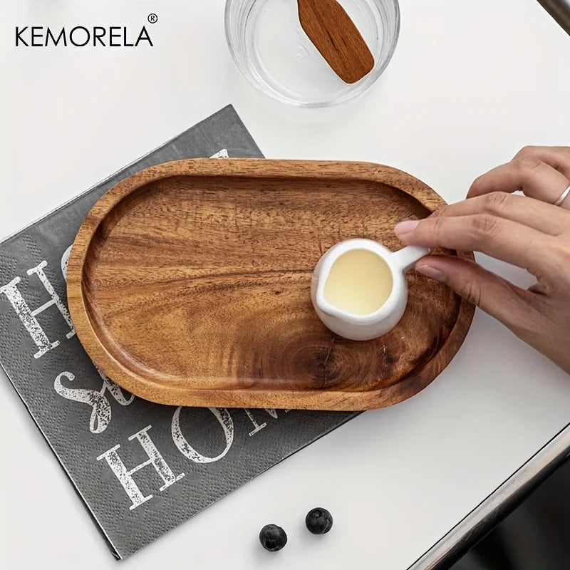 KEMORELA Japanese-style Wooden Tray Dessert Plate