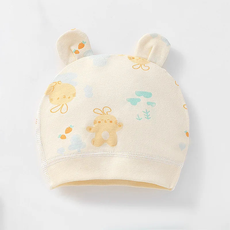 0-3 months Cartoon Bear Boneless Muslin Baby Hat