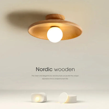 Nordic Ceiling Lamp Wooden Round Ceiling Light