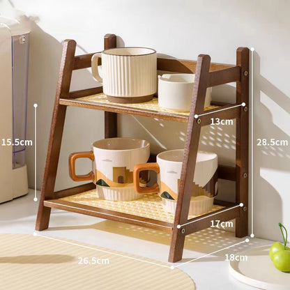 2 Layer Bamboo Storage Rack for Kitchen Spice