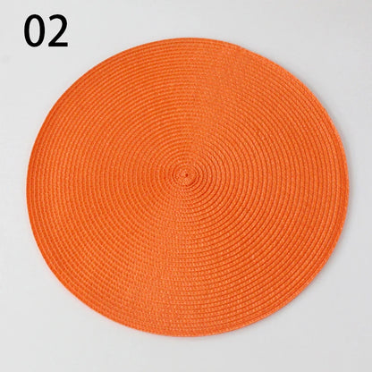 Anti-Skid Washable Cotton Woven Round Tableware Mat