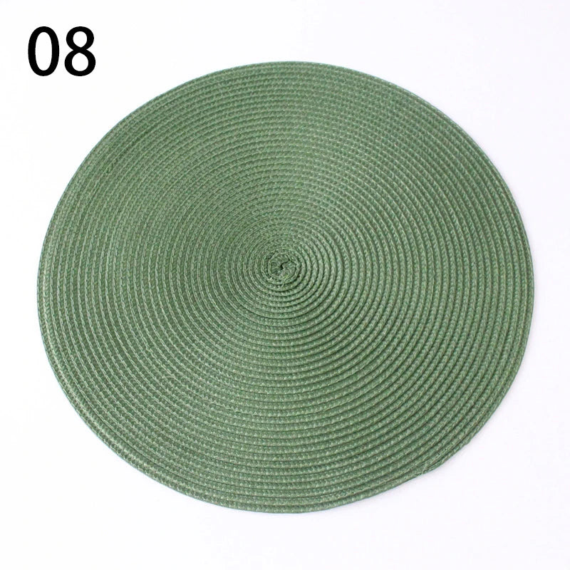 Anti-Skid Washable Cotton Woven Round Tableware Mat