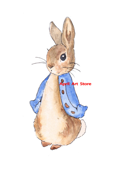 Cartoon Rabbit Bunny Nursery Print Wall Art Painting