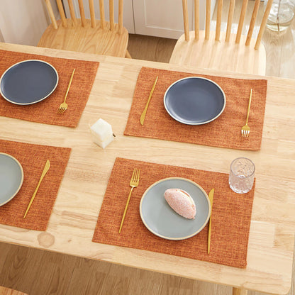 Rectangle Linen Solid Color Dining Table Mat