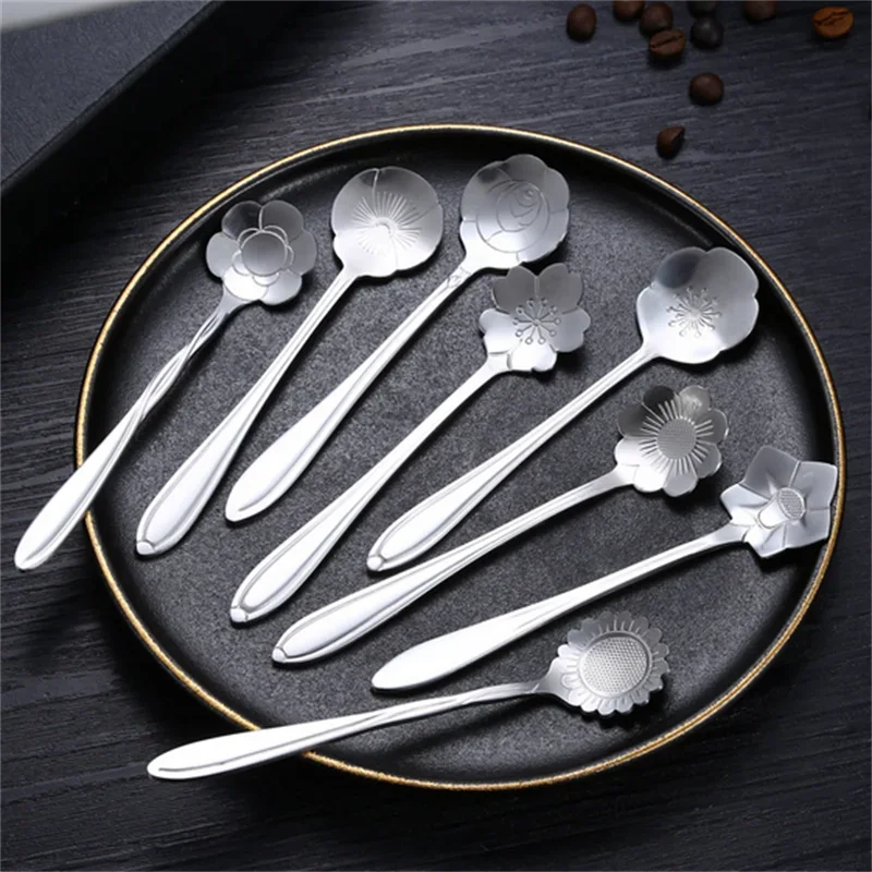 Elegant 8-Piece Stainless Steel Coffee Spoon Decoration Set