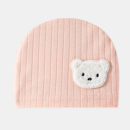 0-3 months Cartoon Bear Boneless Muslin Baby Hat