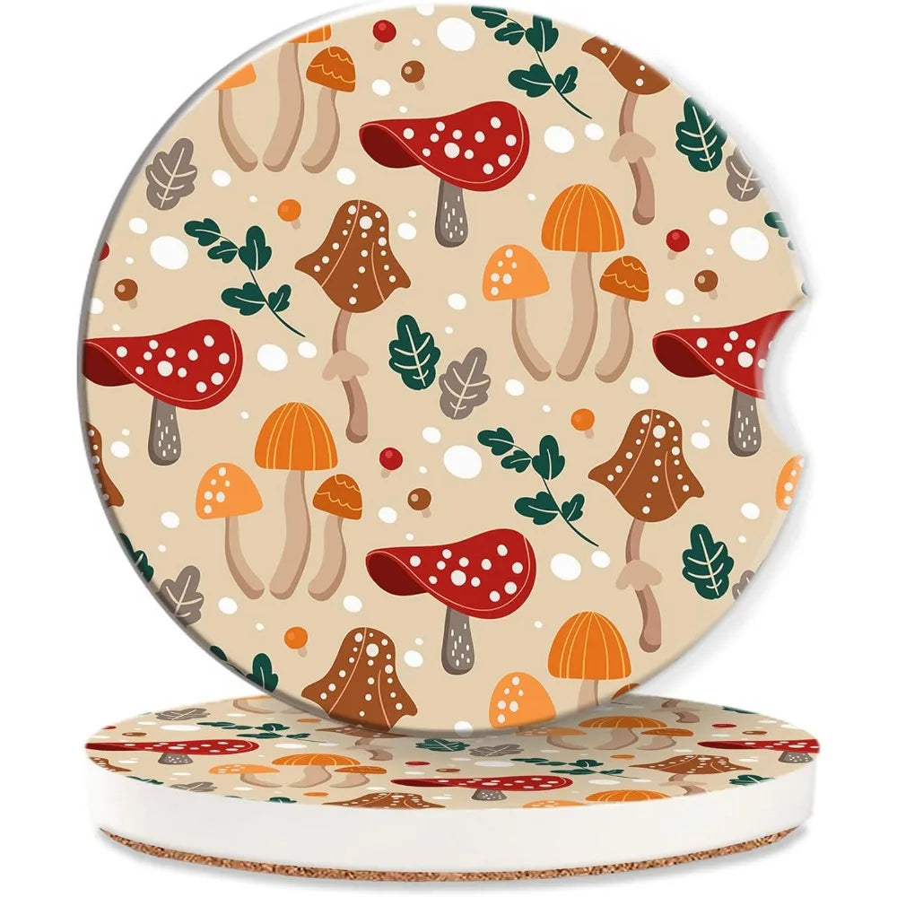 Cute Mushroom Absorbent Ceramic Car Coaster