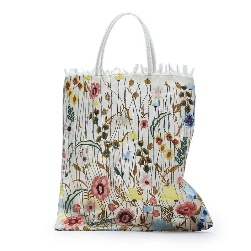 Embroidered Lace Flower Shoulder Bag