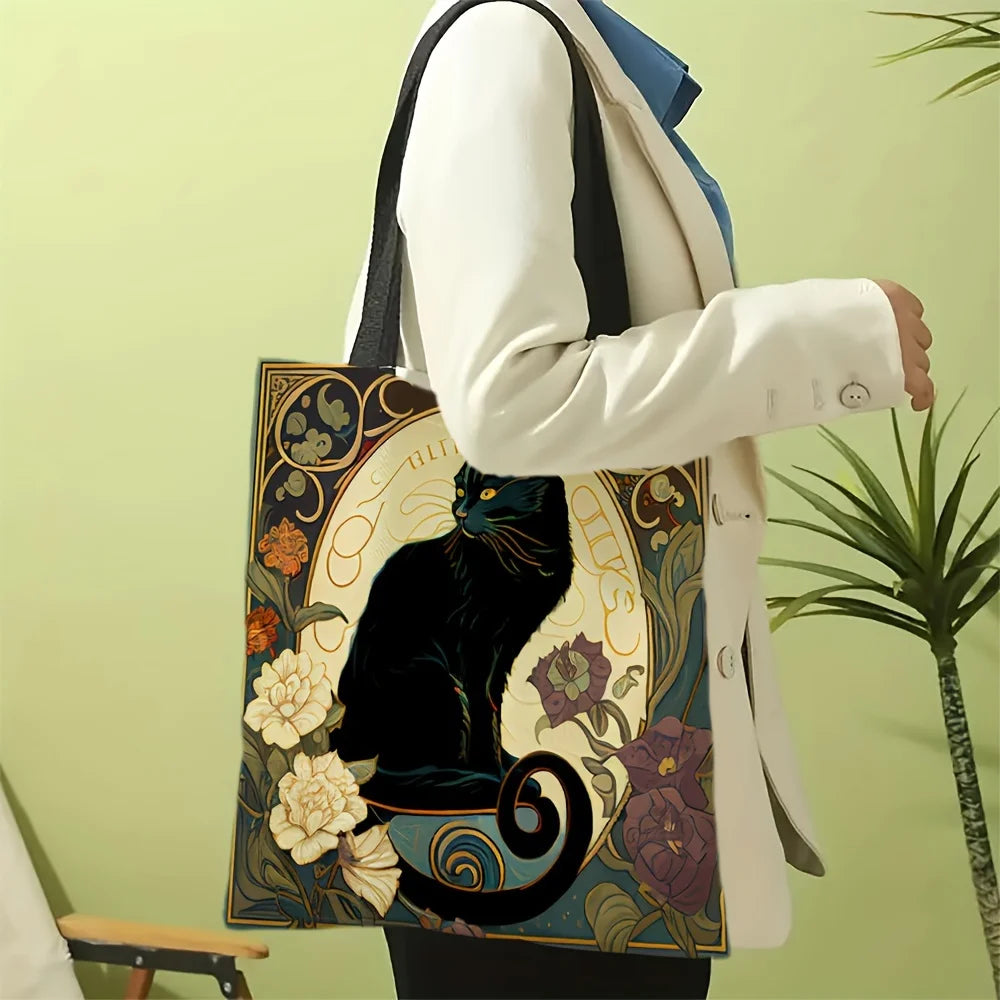 Retro Art Noble Black Cat Tote Bag