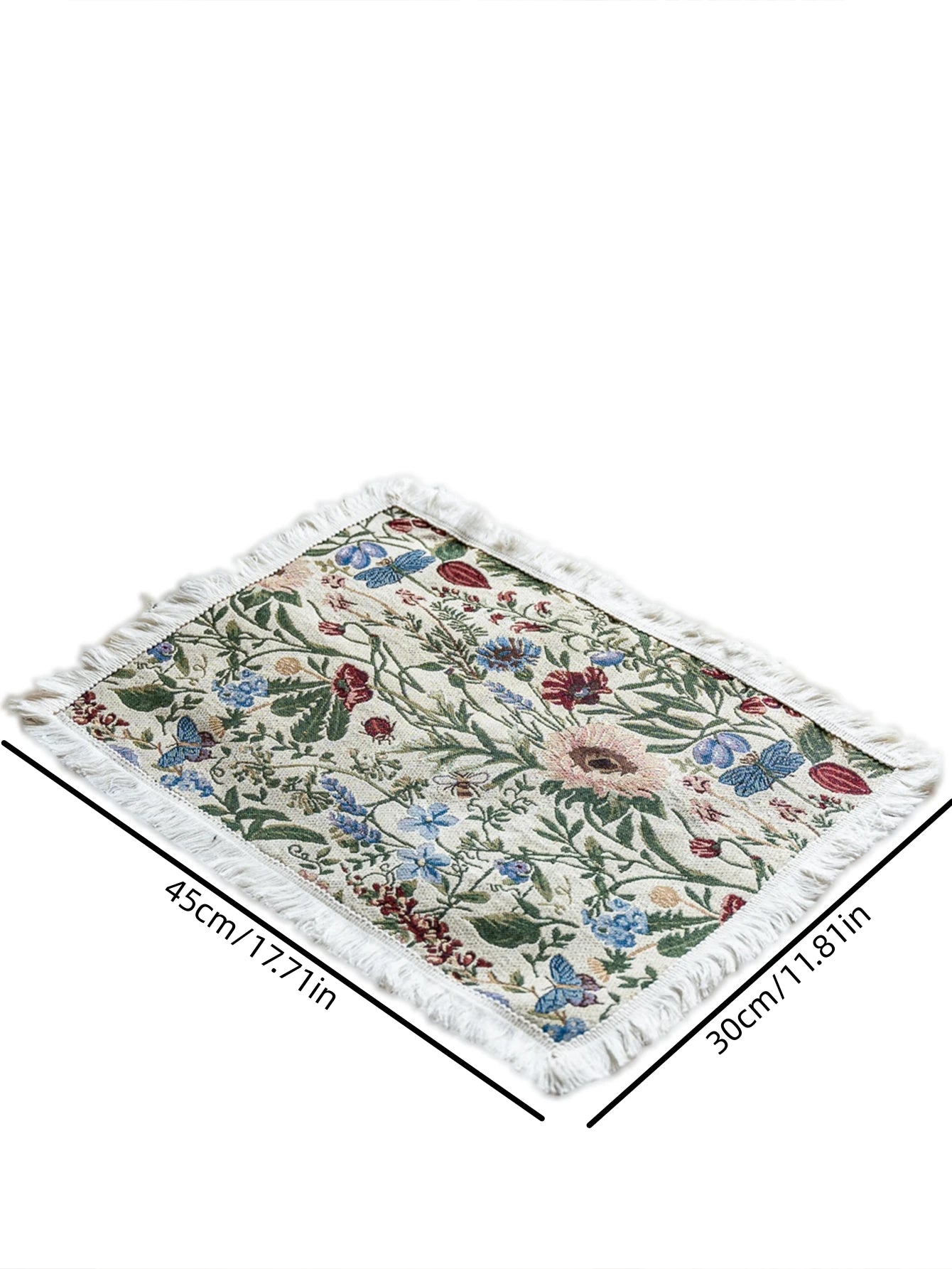 Tassel Square Floral Table Mat