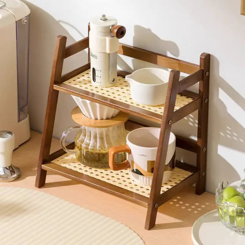 2 Layer Bamboo Storage Rack for Kitchen Spice