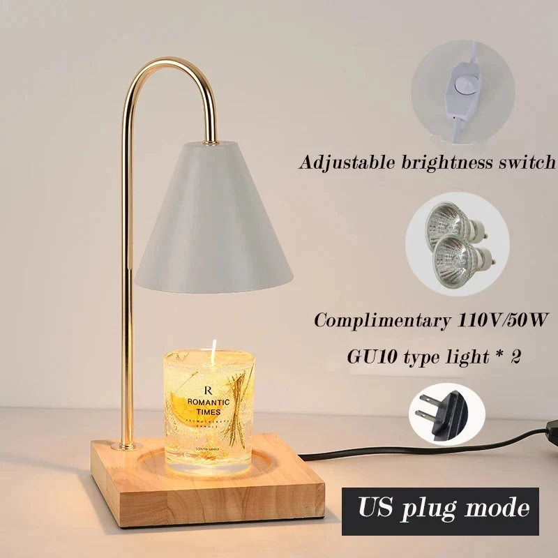 Led Wooden Base Candle Warmer Lamp