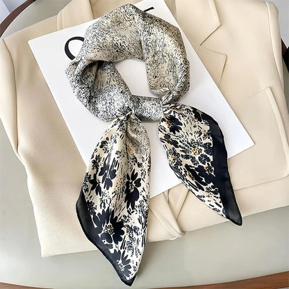 Luxury Flower Silk Square Scarf