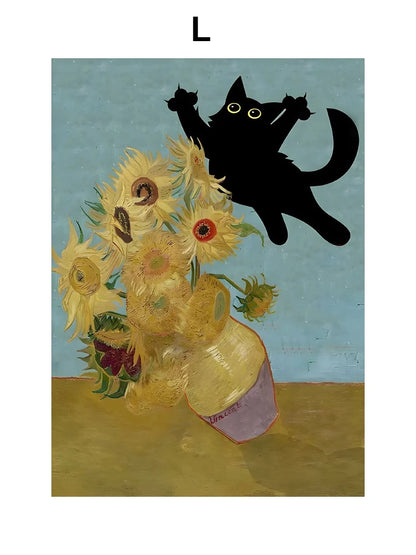 Art Matisse Monet Black Cat Van Gogh Sunflowers Canvas Painting Posters for Living Room Decor