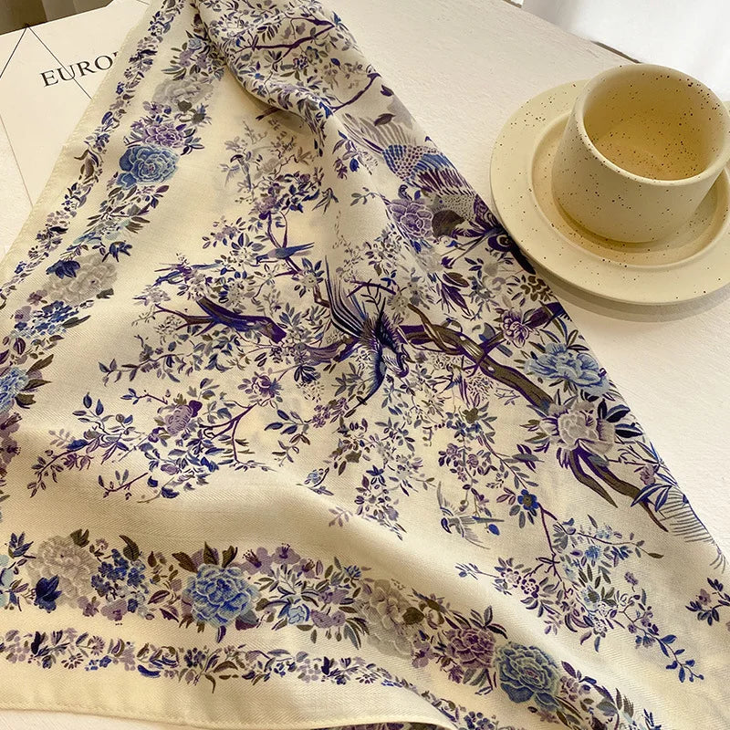 Cotton Floral Print Women Bandanas Square Scarf