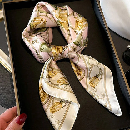 Luxury Flower Silk Square Scarf