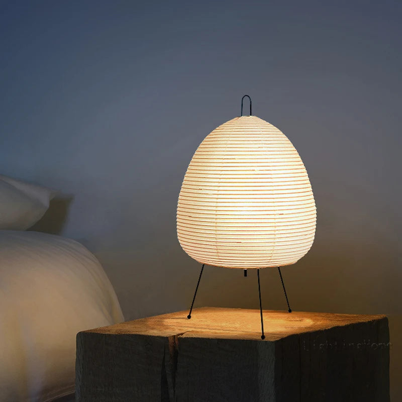 Japanese Design Akari Wabi-sabi Yong Printed Rice Paper Table Lamp