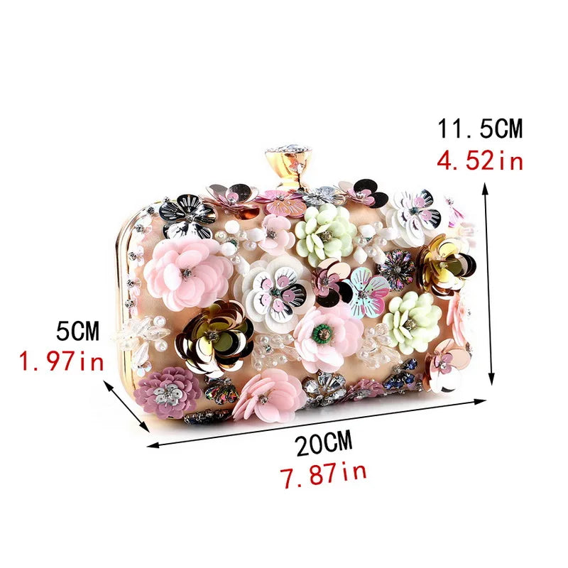 Luxury Flower Diamonds Embroidery Small Clutch