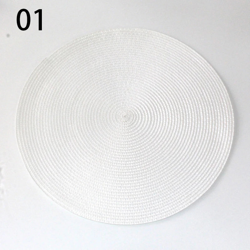 Anti-Skid Washable Cotton Woven Round Tableware Mat