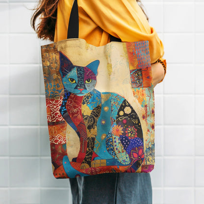 Floral Cat Pattern Canvas Tote Bag