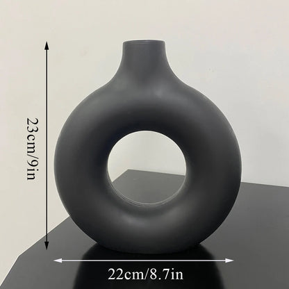 北歐白色圓形空心花瓶