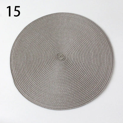 Anti-Skid Washable Cotton Woven Round Tableware Mat