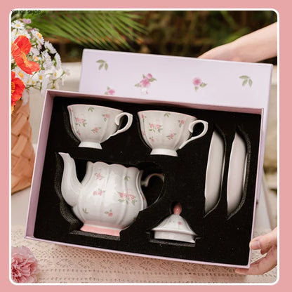 Pink Rose Ceramic Teapot Set