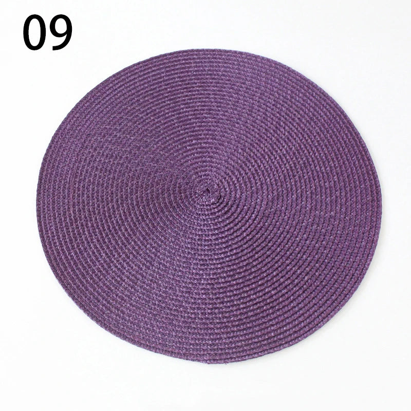 Anti-Skid Washable Cotton Woven Round Tableware Mat