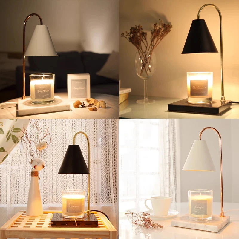 Led Wooden Base Candle Warmer Lamp